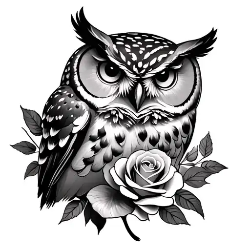 Owl And Roses