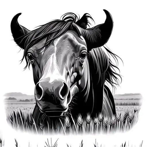 Fastback Mustang In Front Of Wheat Field