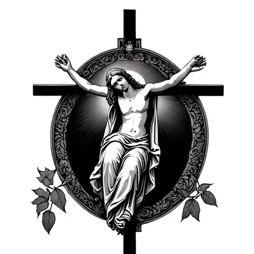 Virgin Mary Portrait With Jesus On The Cross