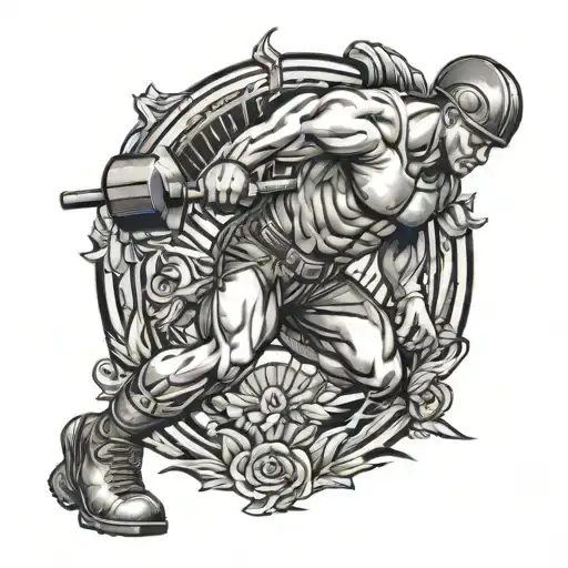Design A Tattoo Of A Soldier Lifting Weights With Determination And Strength