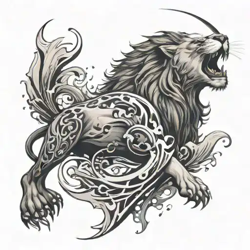 Combine A Lion And A Sea Orca In A Dynamic And Powerful Design