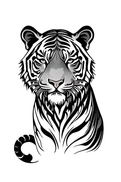 Tiger And Filigree Design