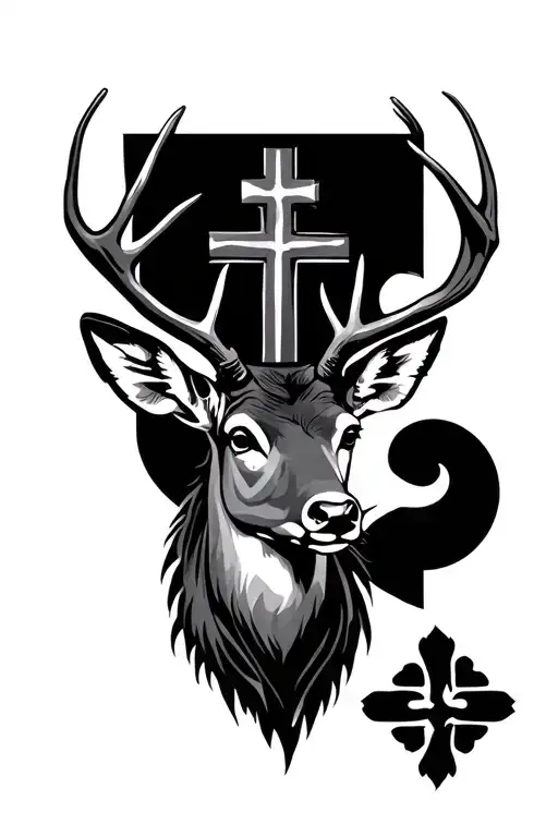 Deer Head With Cross Behind It