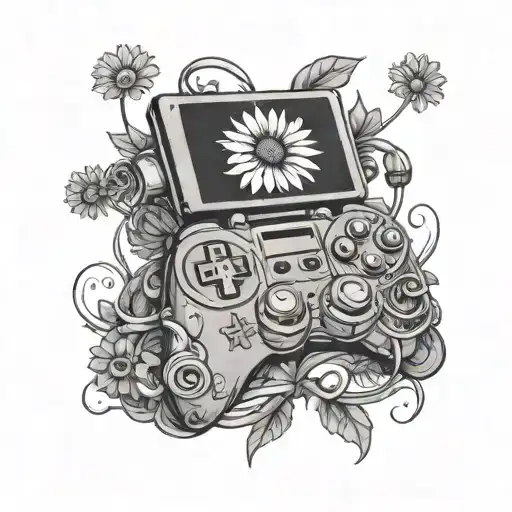 An Intricate Game Controller Intertwined With A Daisy Flower