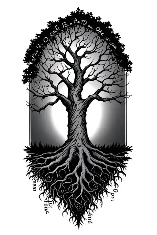 Tree With Daughter's Name As Roots Reaching Deep