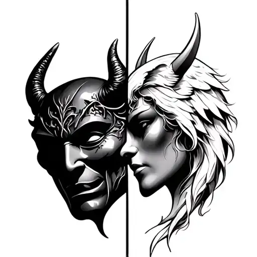 Devil And Angel Mask Split