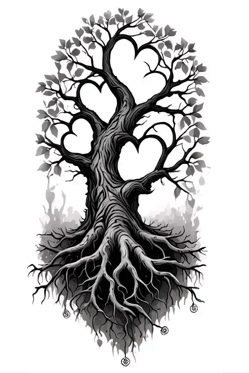 Tree With Hearts At Roots With Names Incorporated
