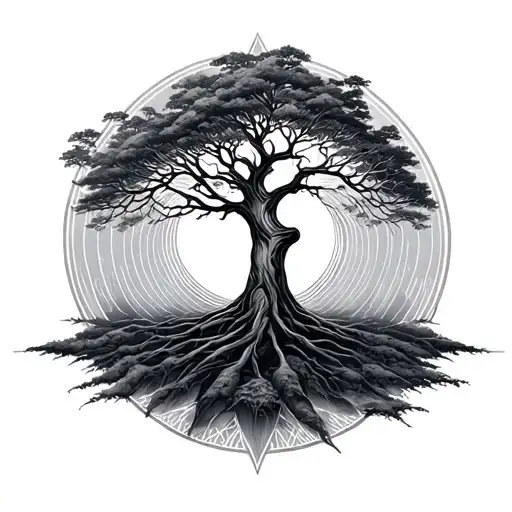 Tree And Golden Ratio Spiral Pattern