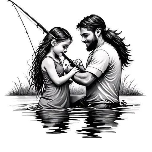 Dad And Daughter Fishing