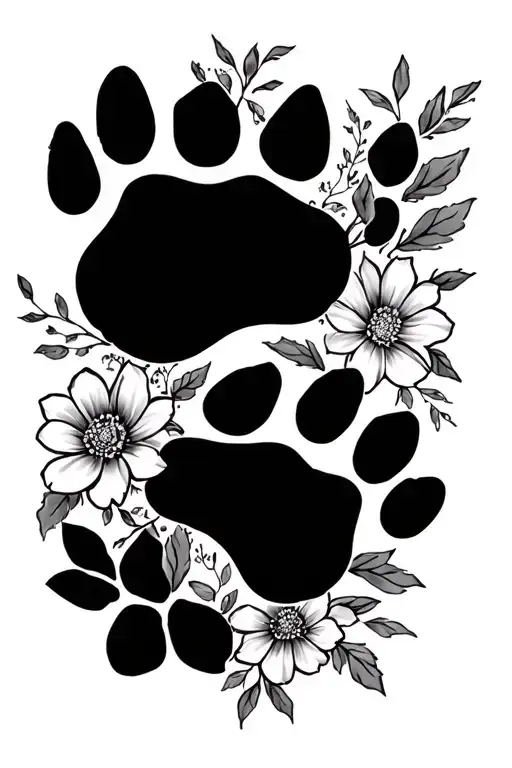 3 Dog Paw Prints For Sasha Charlotte And Willow With A Floral Design All Hooked Into A Sleeve