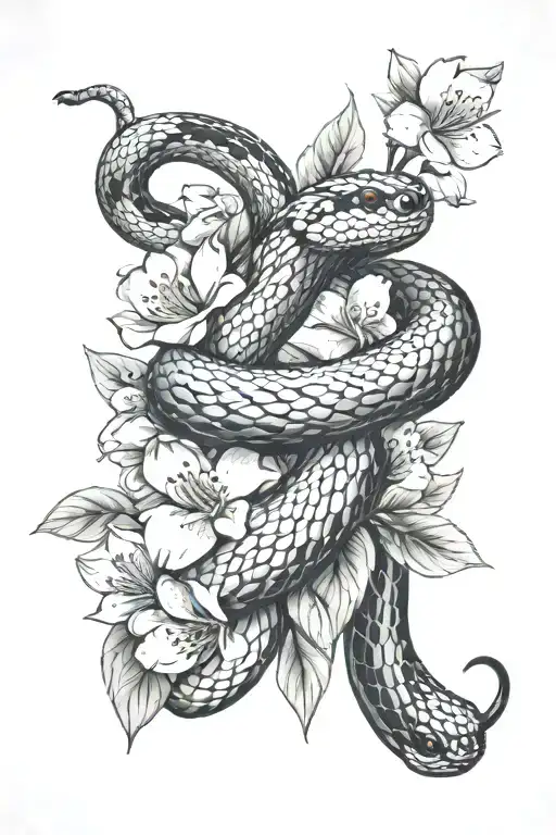 Snake And Apple Blossom Flower