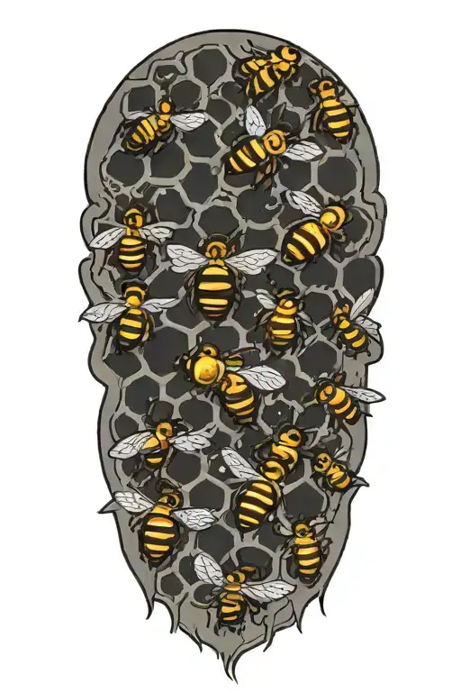 Honey Bees And Hive Pattern