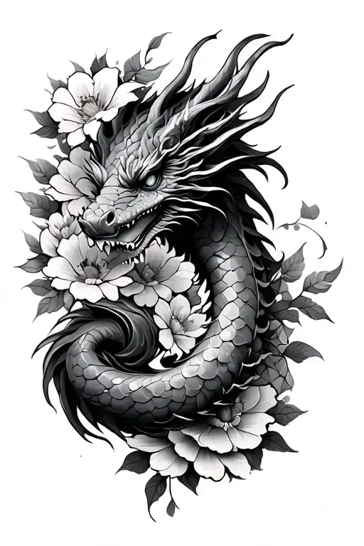 Sexy Dragon With Flowers Spine