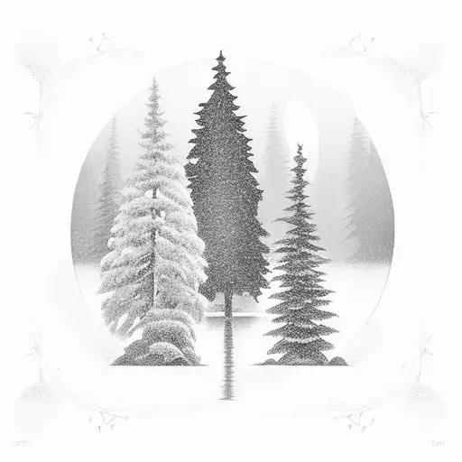 Dirtbike Silhouette With Evergreen Trees And Lake In Background