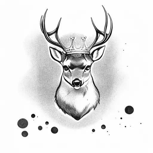 Deer Head With Crown On Antler