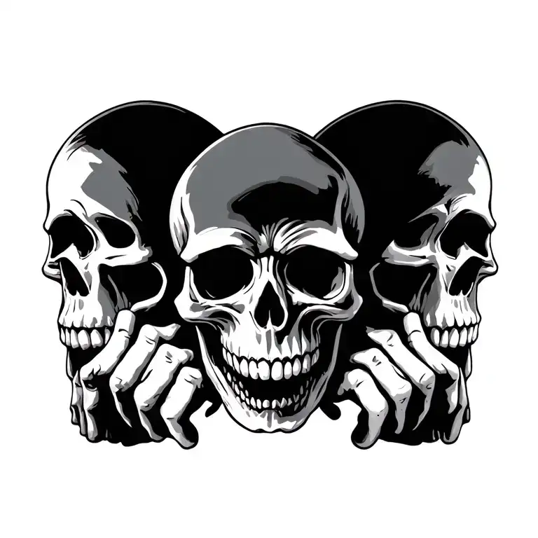 Three Skulls No Says No Hear See Speak