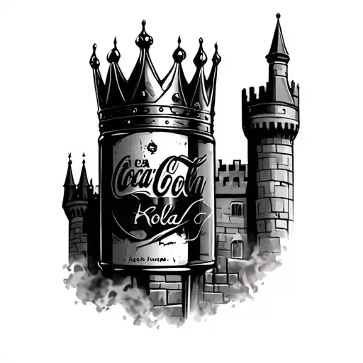 Generate Coca Kola Tattoo In The Crown Against The Background Of The Castle