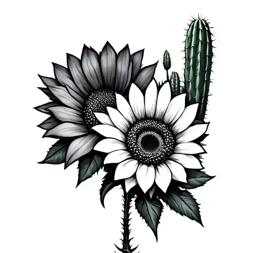 Cactus And Sunflower