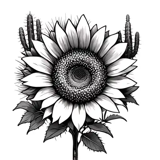 Cactus And Sunflower