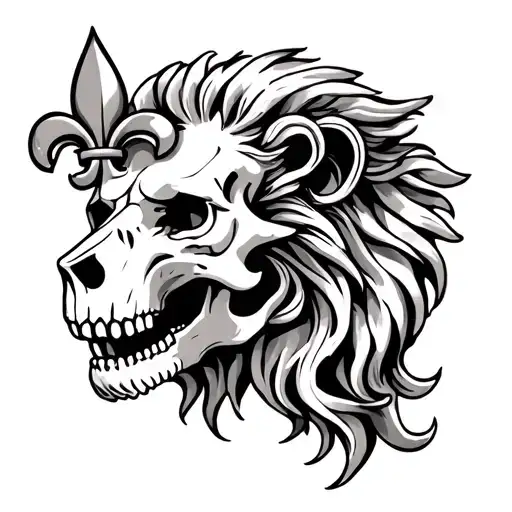 Lion Skull Fleur De Lis