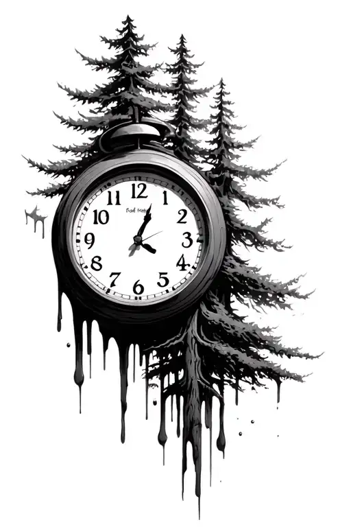 Tree Melting Clock Nature Camping