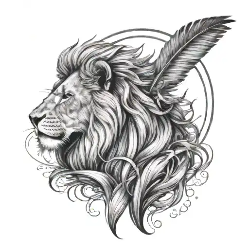 A Majestic Lion Letting Go Of A Feather Symbolizing The Strength To Release Burdens