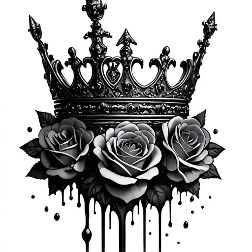 Black Melting Queen Crown With Blac Roses Around The Crown