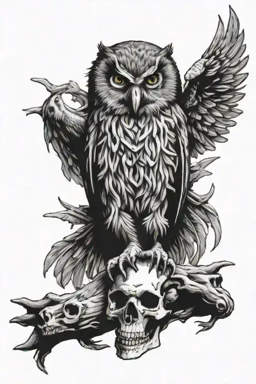 Sasquatch Owl Perched On Skull