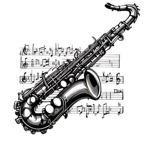 Saxophone Made Out On Music Notes
