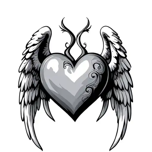 Heart With Angel Wings An Cancer Symbol Intertwined