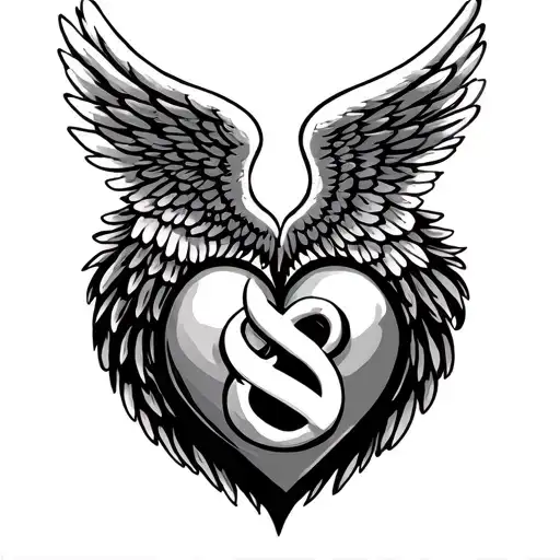 Heart With Angel Wings An Figure Eight Symbol Symbol Intertwined
