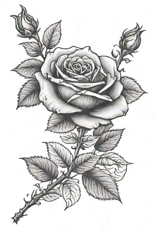 Rose With Stem With Name Ash In It