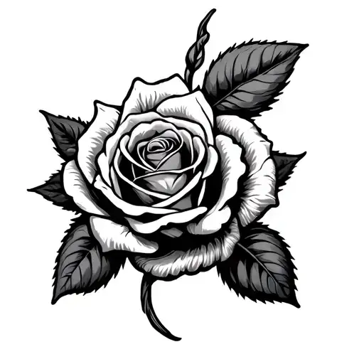 Horizontal Rose Intertwined In Rope Vines