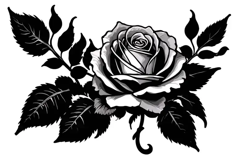 Horizontal Rose Intertwined In Rope Vines