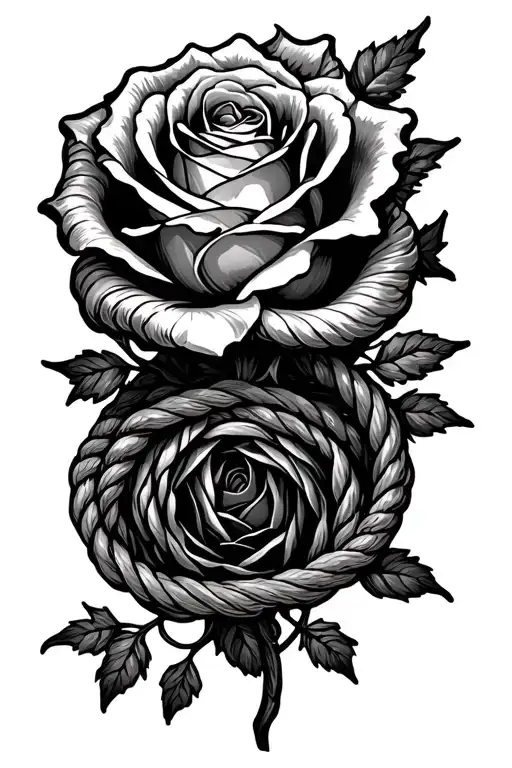 Horizontal Rose Surrounded In Rope Vines