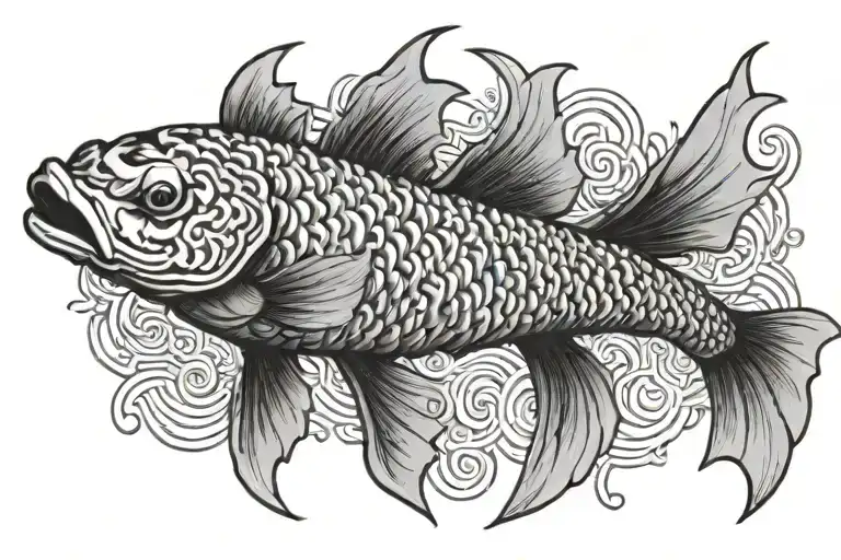 A Japanese Koi Fish Swimming Through A Digital Maze