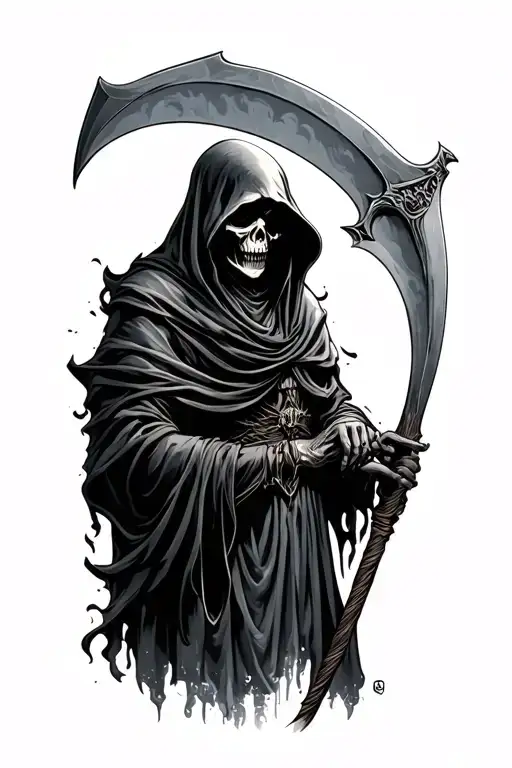 Grim Reaper Holding A Scythe