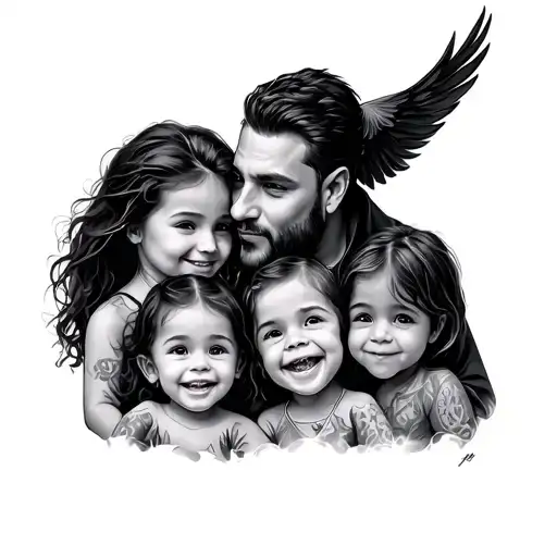 Father And 3 Kids