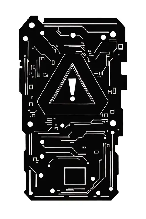 Circuit Layout With The Processor Having A Triangle With An Exclamation Point Inside