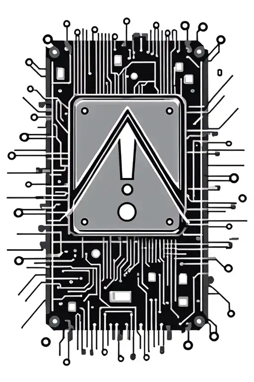 Circuit Trace Diagram With The Processor Having A Triangle With An Exclamation Point Inside