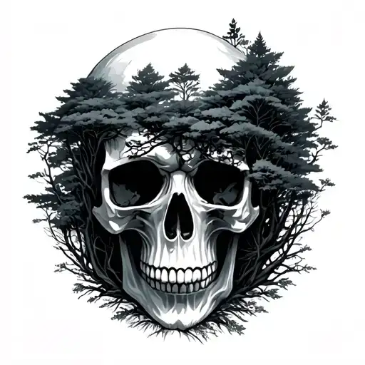 Skull Nature Elements Like Trees