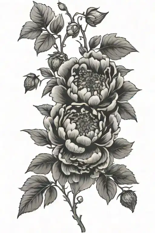 Peonies And Strawberry Vine