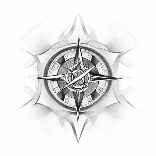 Rose Flower With Compass Rose