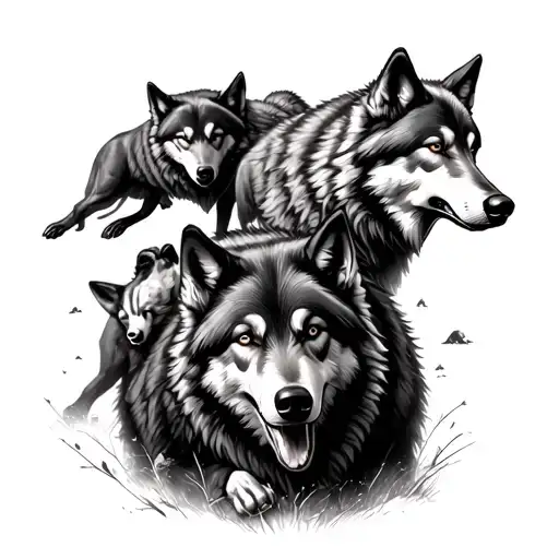 A Pack Of Wolves In Sheep's Clothing Attacking A Wolf With Without Sheep Skin