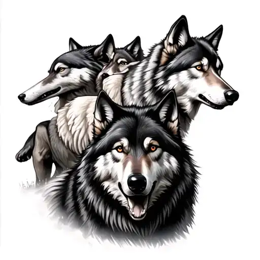 A Pack Of Wolves In Sheep's Clothing Attacking A Wolf With Without Sheep Skin