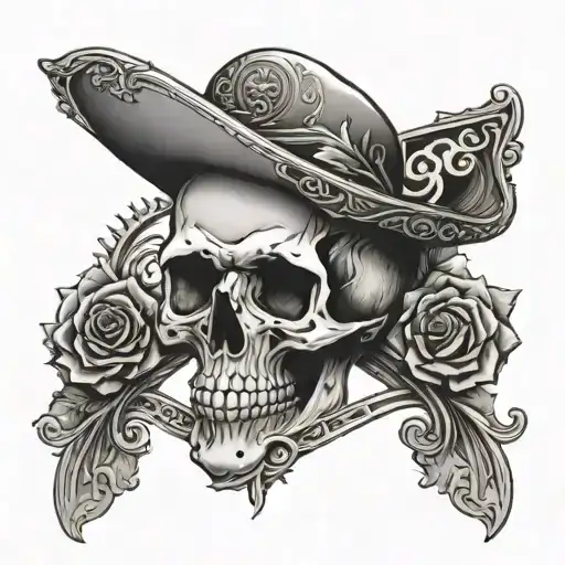 Skull In An Hourglass Filled