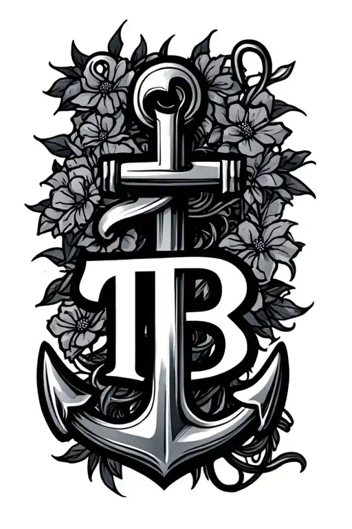 Anchor With Tb Initials With Design