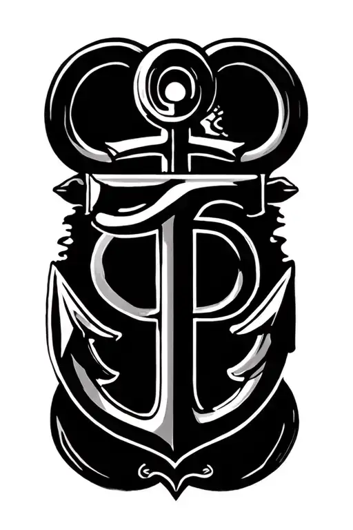 Anchor With Tb Initials With Design