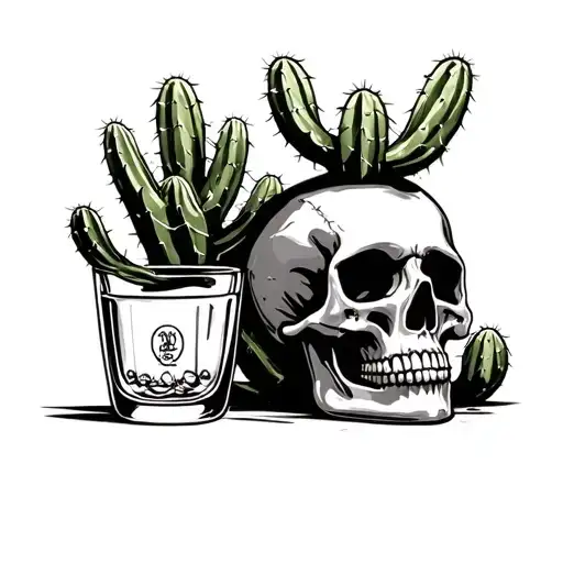 Cactus Skull And Tequila Shot