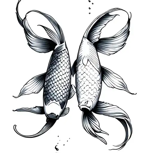 2 Koi Fish Outline